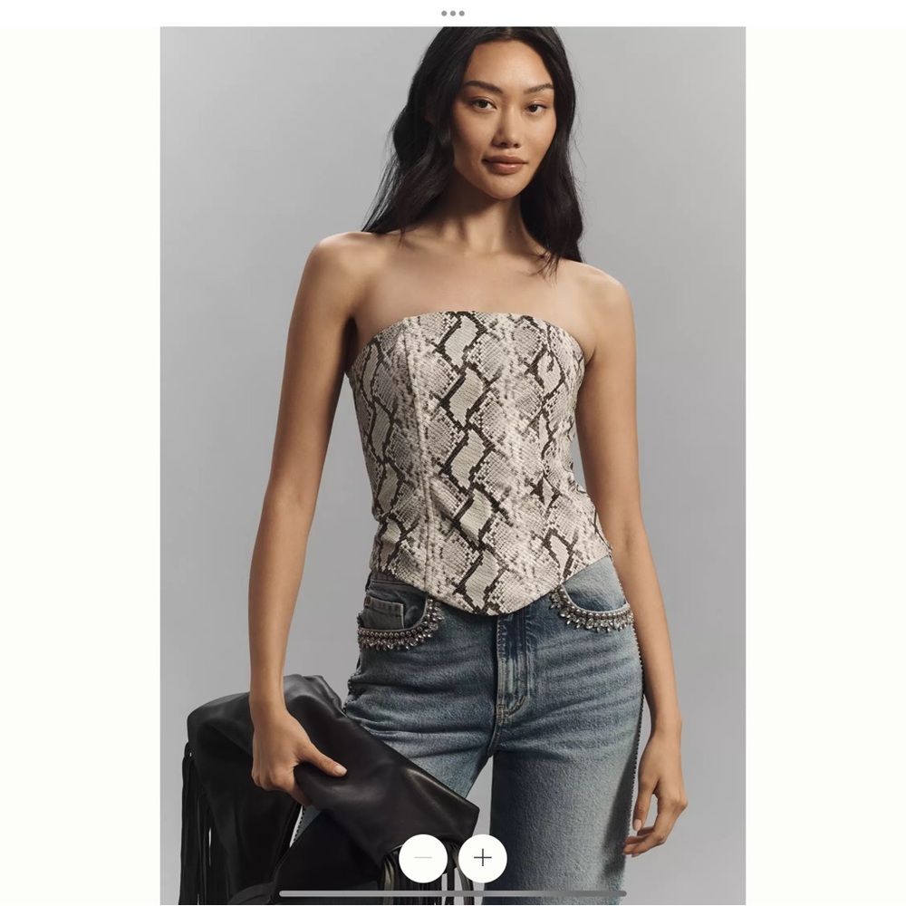 Elegant Snake Print Strapless Blouse